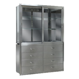 Stainless steel medical cabinet with sliding door in clean room for operation room
